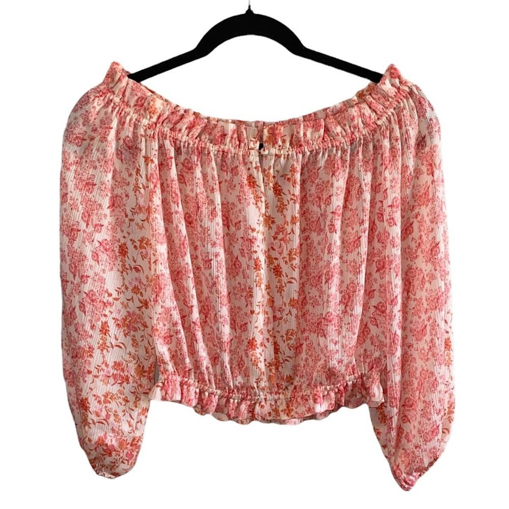Gianni Bini‎ Ditsy Floral Sweet Sorbet Puff Sleeve Crop Top Off-Shoulder NWT XS